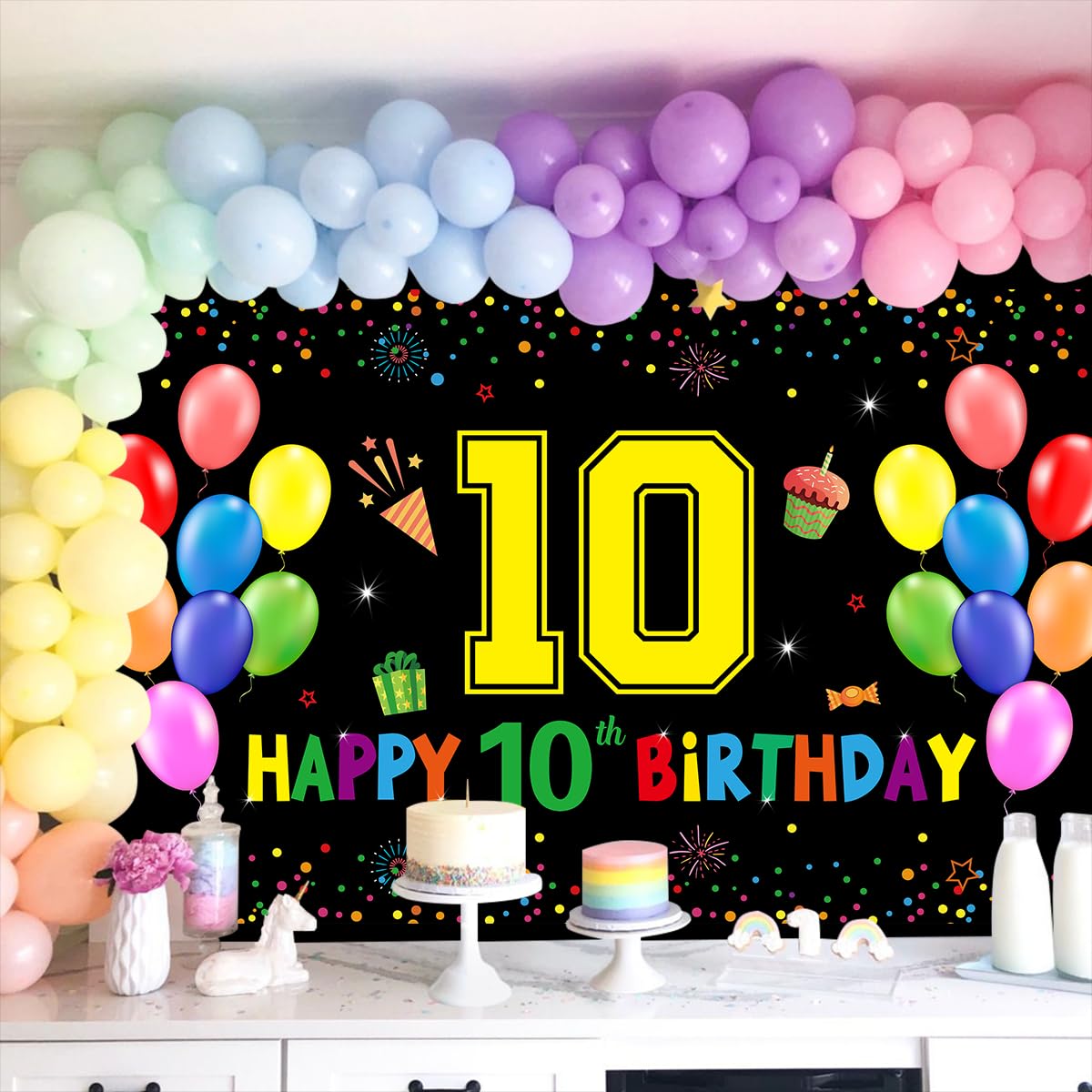 10. Geburtstag Banner – „Out Single Digs, I‘m 10“ – Bunt & Wiederverwendbar