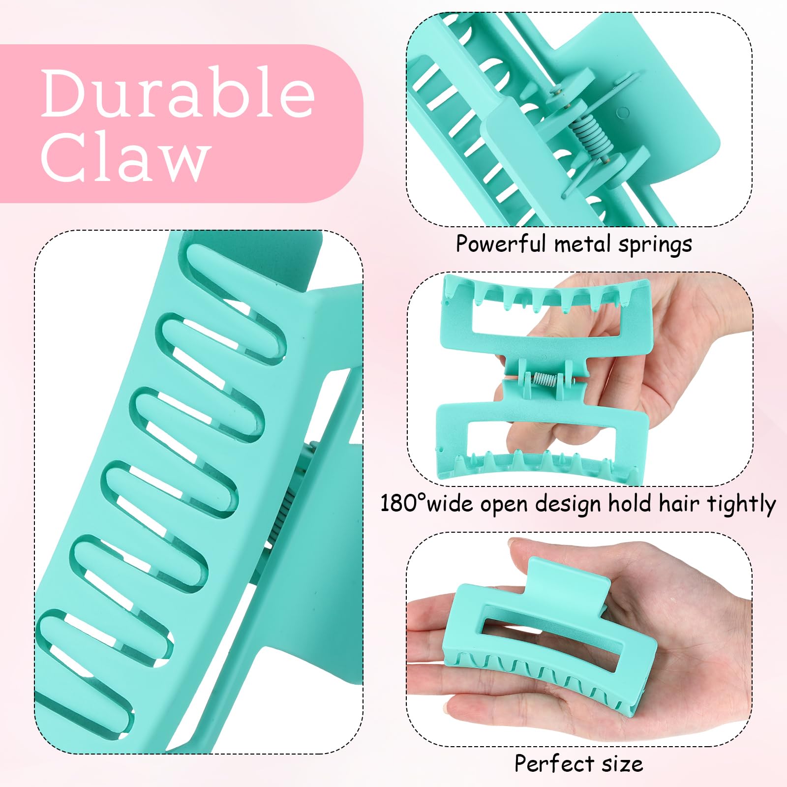 Hotop Juego de 50 pinzas cuadradas antideslizantes para el cabello, pinzas rectangulares coloridas, accesorios para el cabello para mujeres y niñas, cabello grueso a fino (color vibrante, 3.4