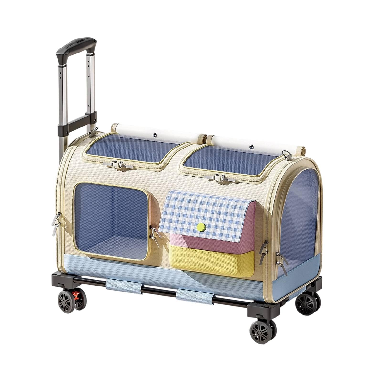 Qianly tín con Ruedas Portátil tín con Asa lescópica Ventilado para s, Traslados