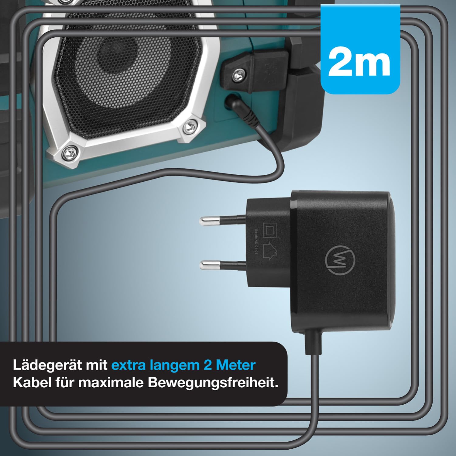 Wicked Chili zasilacz kompatybilny z radiem Makita DMR 112 110 109 108 107 106 BMR 105 104 103 102 101 100 zastępuje oryginalny kabel do radia Makita SE00000101 SE000078 SE00000265, bezszumowy 1,8m