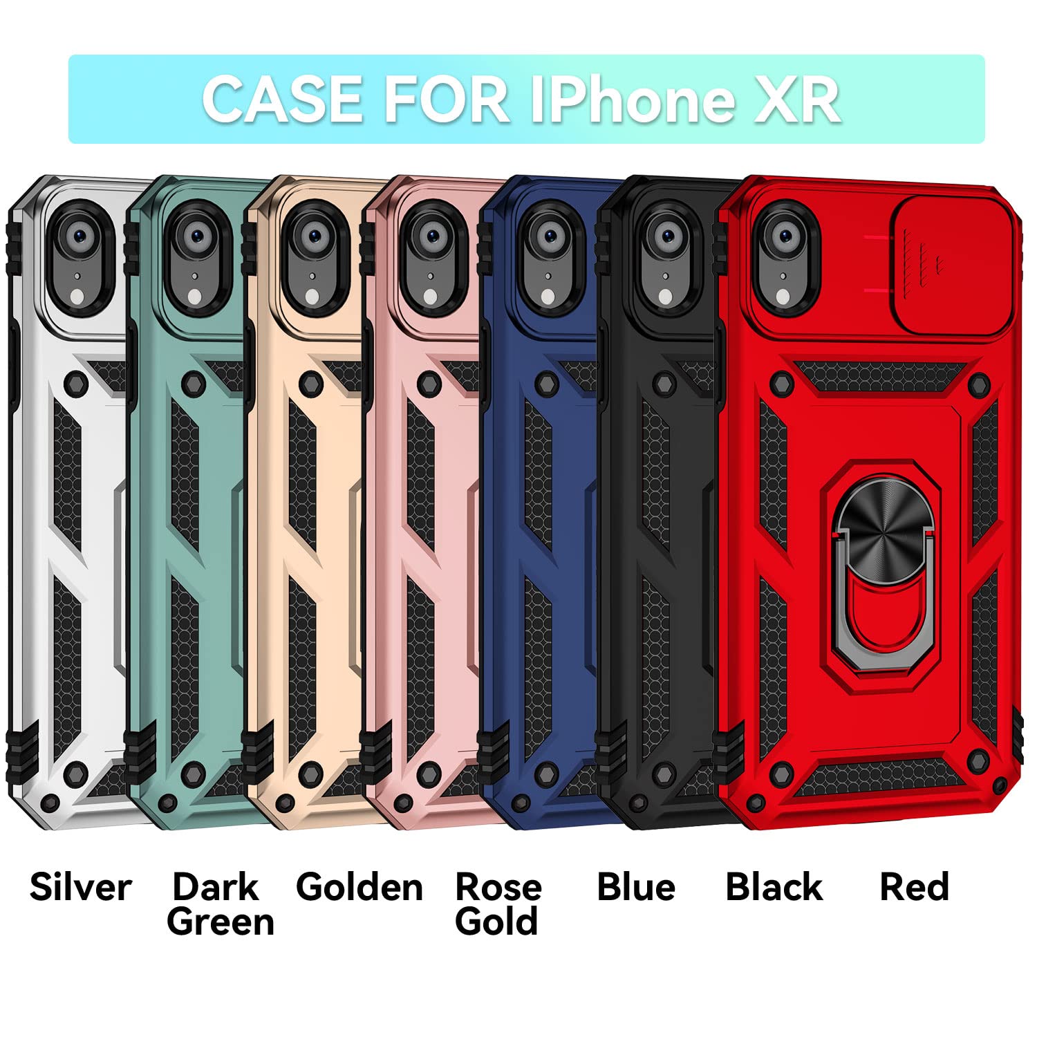 Hitaoyou Funda Para IPhone XR Con Funda Para Cámara, IPhone XR, Funda Para IPhone XR Con Soporte De Grado Militar, A Prueba De Golpes, Resistente, Con Soporte Magnético Para Automóvil, Color