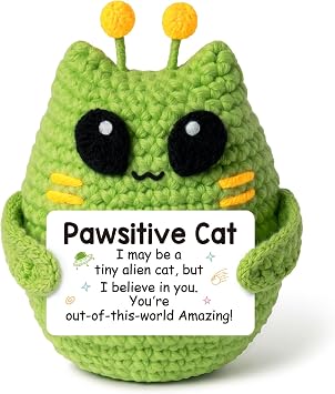 Mini Crochet Alien Cat, Handmade Emotional Cheer Support Animals