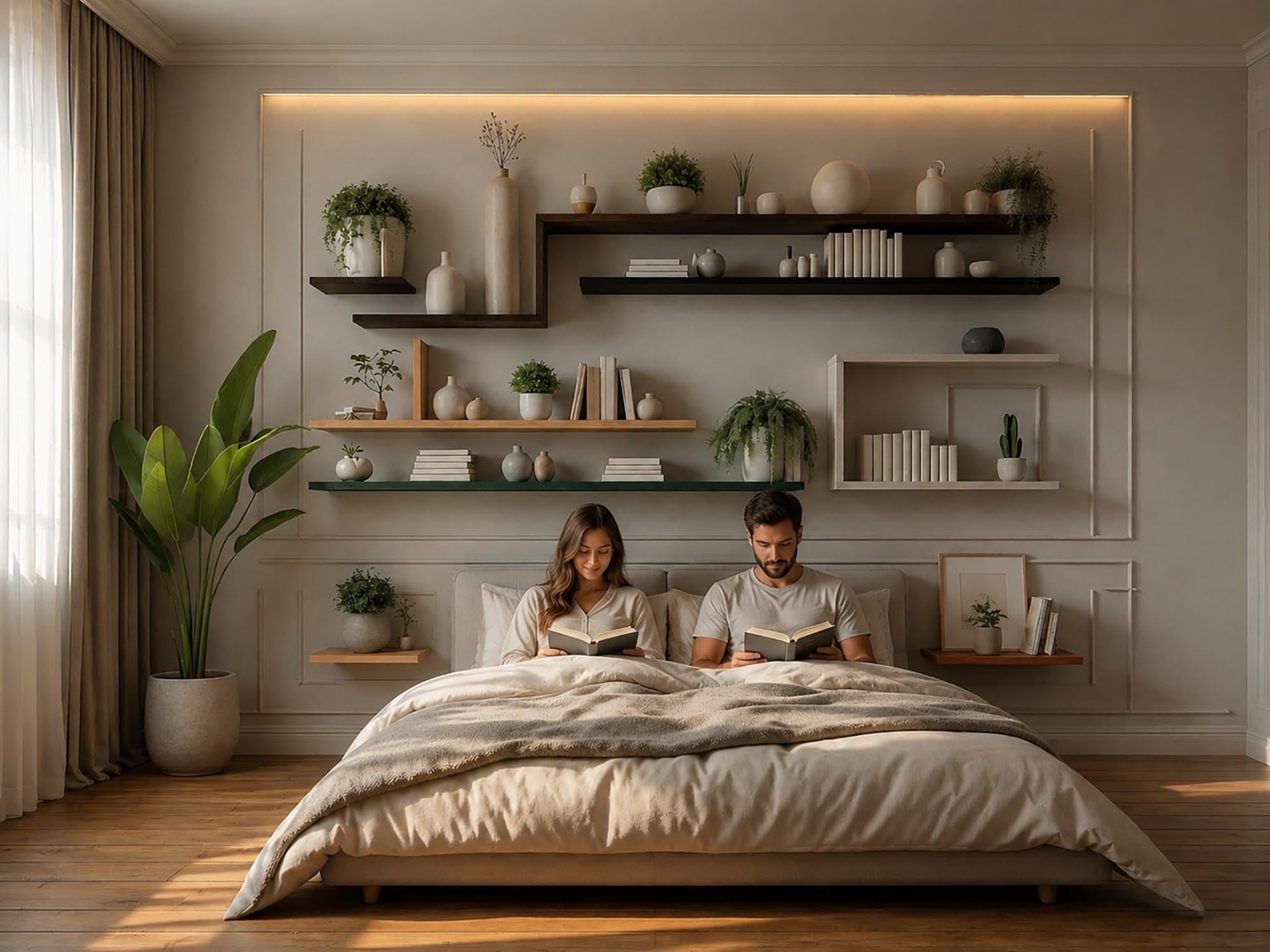 Artefizio Mensola a Muro in Legno Naturale, Scaffale Sospeso 11 Colori | Mensola sospesa in legno naturale, ideale per arredare bagno, cucina, camera, soggiorno e ufficio