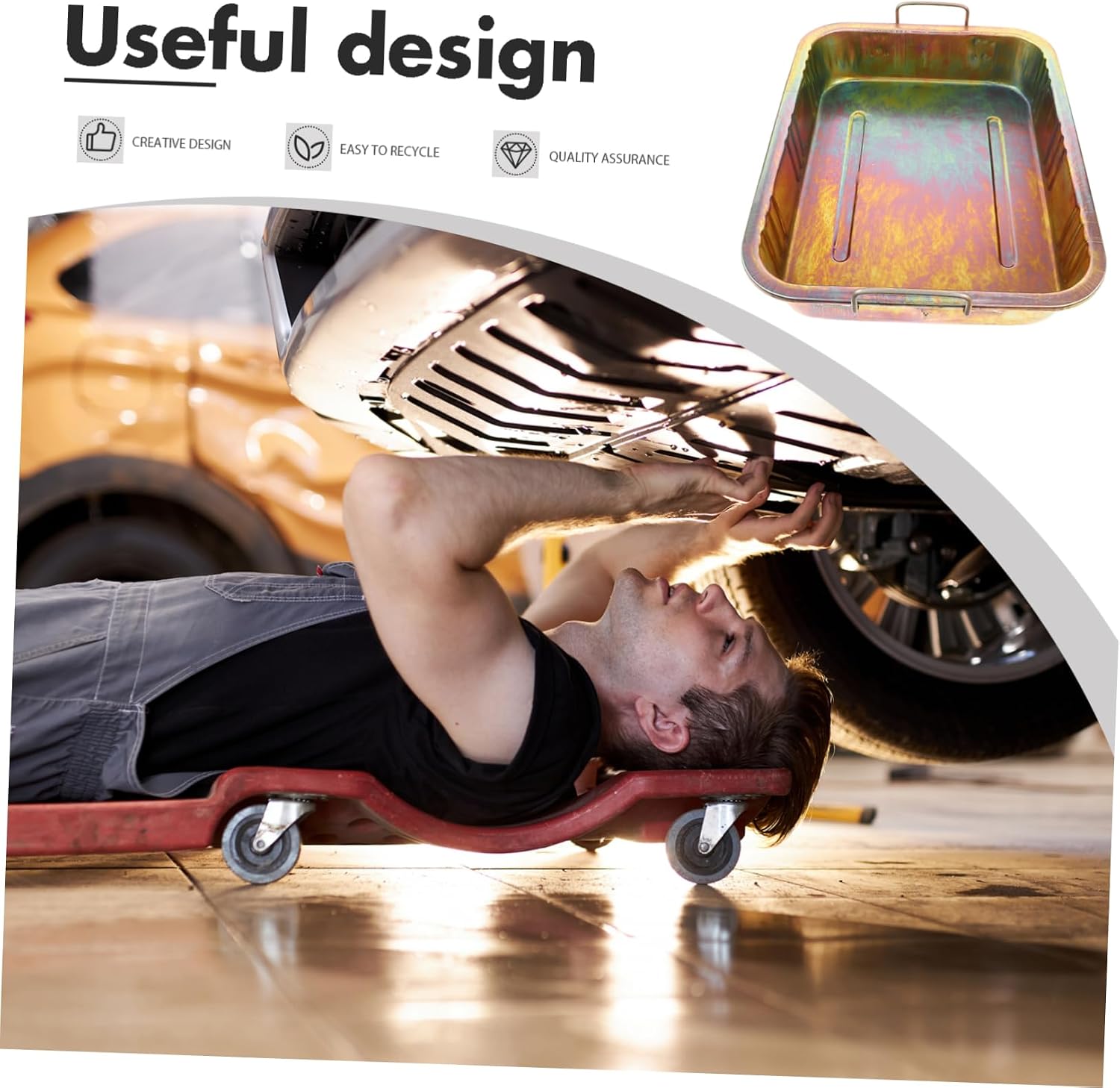 Gatuida Oil Drain Tray Small Waste Oil Collector for Automotive Use Easy to Clean and Store