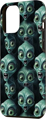 Miniatura 2 de iPhone 14 Pro Max Trippy Green Cool Alien Funny Party Faces Outer Space Aliens Case