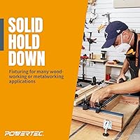 Vista 4 de POWERTEC 71168-P2V Abrazadera de retención T-Track, 5-12" L x 1-18" W, paquete de 4, abrazaderas de riel en T para carpintería