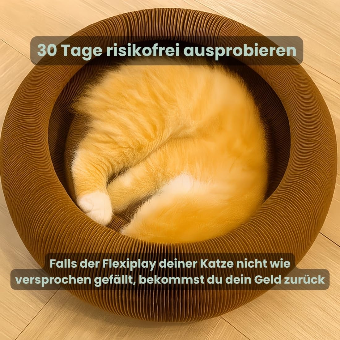 Flexiplay – 2in1 Kratz- und Spielring, Kratzkokon für Katzen mit Ball, Katzenwirbel Katzenliebling, Flexibles Katzenspielzeug für Den Innen und Außenbereich, Lindert Katzenstress(A,3 Stück)