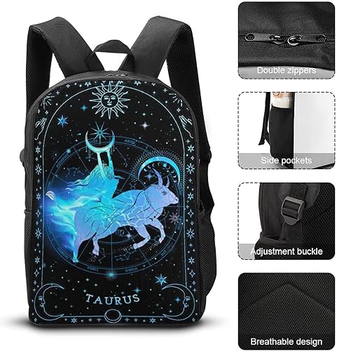Miniatura 7 de Mochila de Constelación 3D Zodiac Impreso Mochila de Viaje Mochila Portátil Casual Mochila Mochila Mochila Escolar Ligera, Tauro., Mochilas de viaje