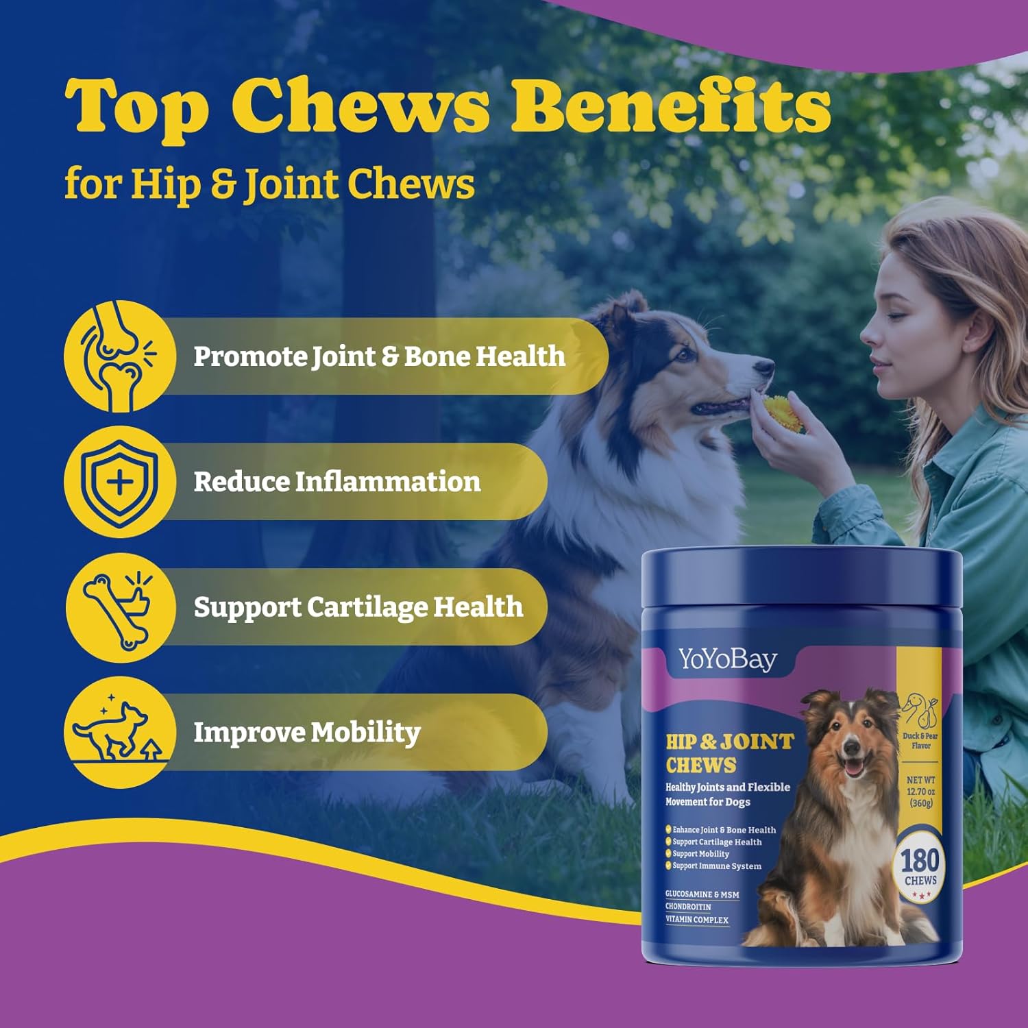 Dog Allergy Relief Chews for Immune Support & Itch Relief + Dog Joint Supplement for Anti-Inflammatory, Support Hip & Joint Health, Mobility - 180 Soft Chews