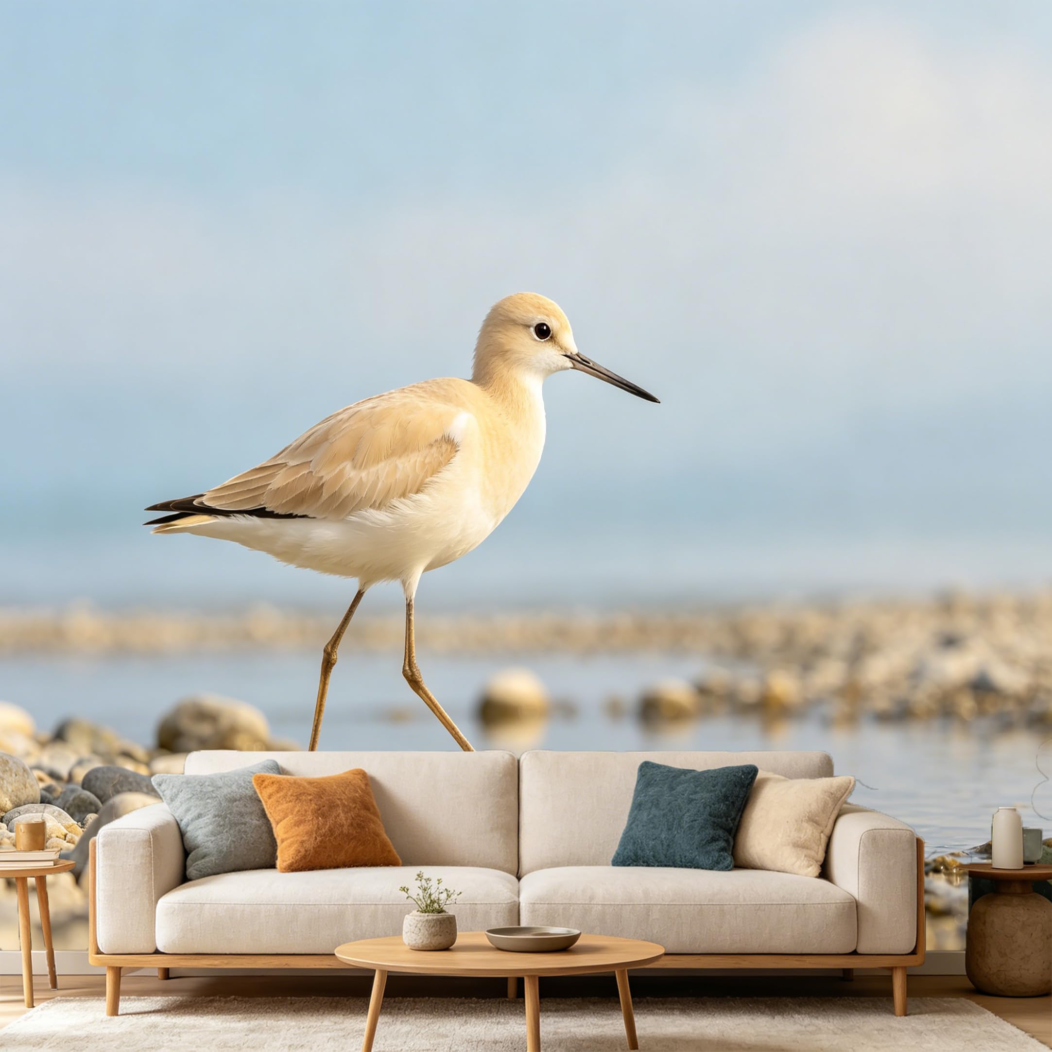 Custom Size Wall Mural Coastal Shorebird Sandpiper Nature Photography SelfAdhesive Art Prints wall Fabric (No PVC) Removable Wallpaper Home Bedroom Decor Living Room Wall Art