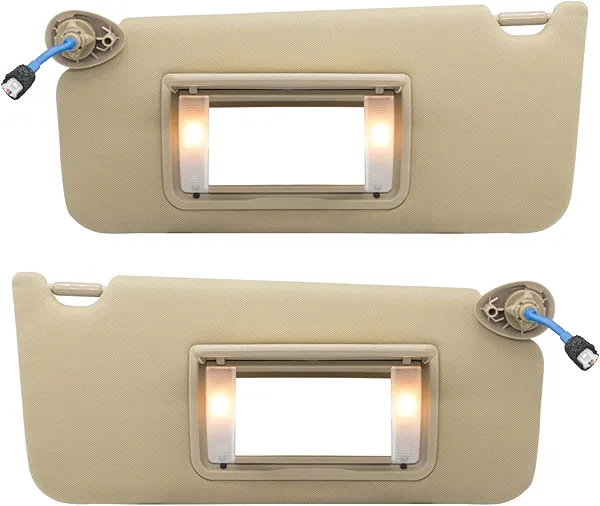 Driver Left & Passenger Right Side Sun Visor Replacement Compatible with Honda Accord 2008 2009 2010 2011 2012 2013 2014 2015 2016 with Light Replaces# 83280-TA0-A91ZB 83280TA0A91ZB Color YR327L