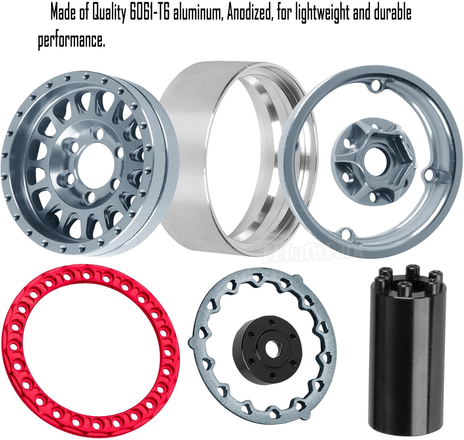 RC 1.9 Dually Beadlock Wheels Rims w/Adjustable Offset for 1/10 TRX4 TRX6 SCX10 SCX10 II 90046 SCX10 III AXI03007 SCX10 Pro Gen7/8 D90 VS4-10 MST CFX RC Crawler Car,4Pcs Alloy Rim,Titanium