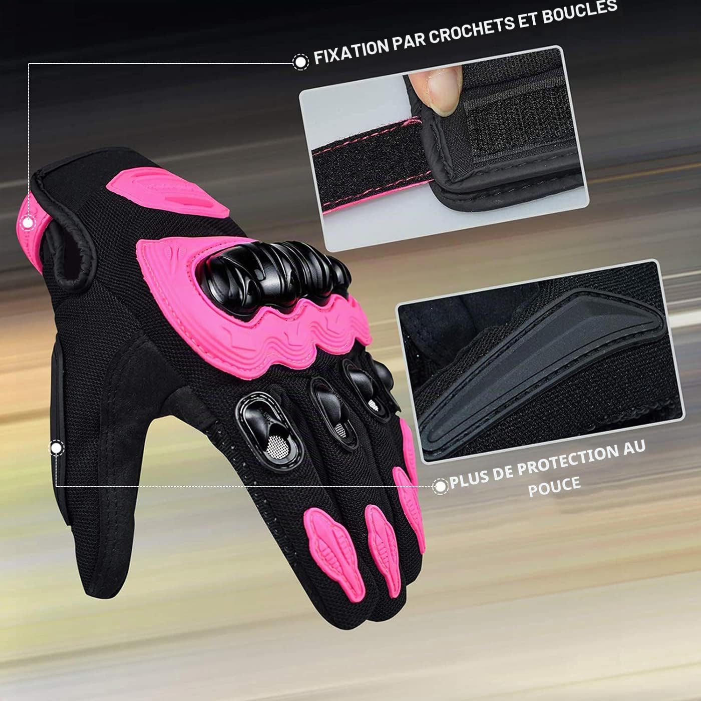 Gants De Moto Quatre Saisons Antidérapants pour Hommes Et Femmes Peuvent Toucher L'écran,Pink-M