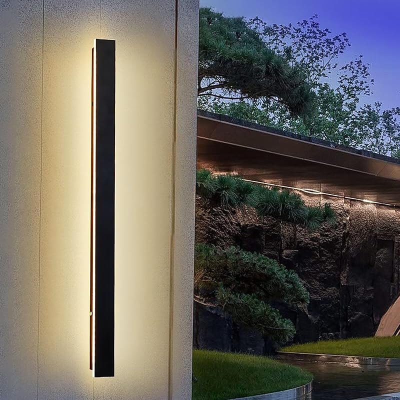 HMAKGG Kültéri Fali Lámpa 80 cm - 24W Antracit IP65 Vízálló LED Világítás 3000K Meleg Fehér - Terasz, Kert, Villa Homlokzat Megvilágításhoz