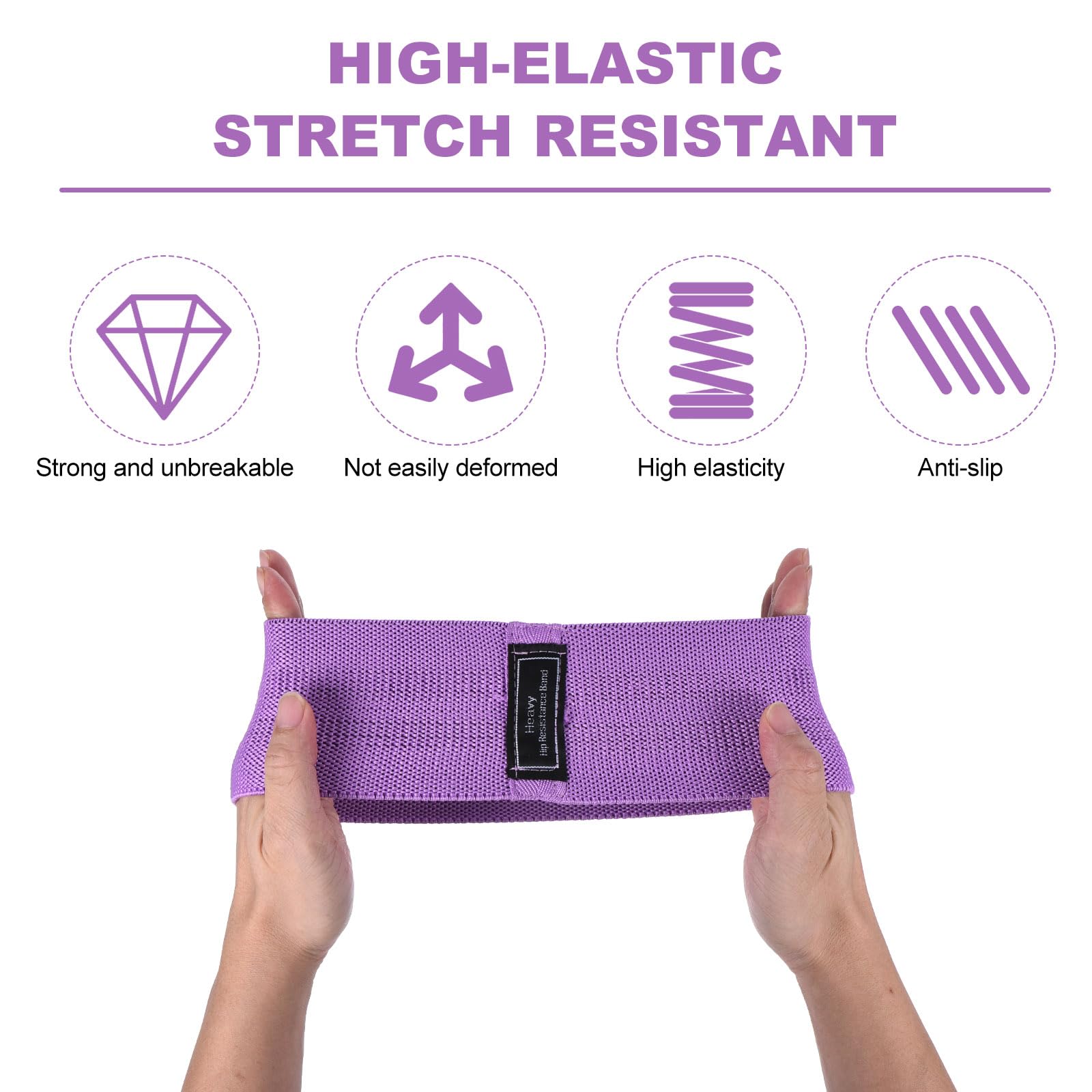PATIKIL 12 fasce di resistenza antiscivolo per allenamento, in tessuto, elastiche, per esercizi di fitness, per donne e uomini, fianchi e gambe (livello 3, S/M/L)