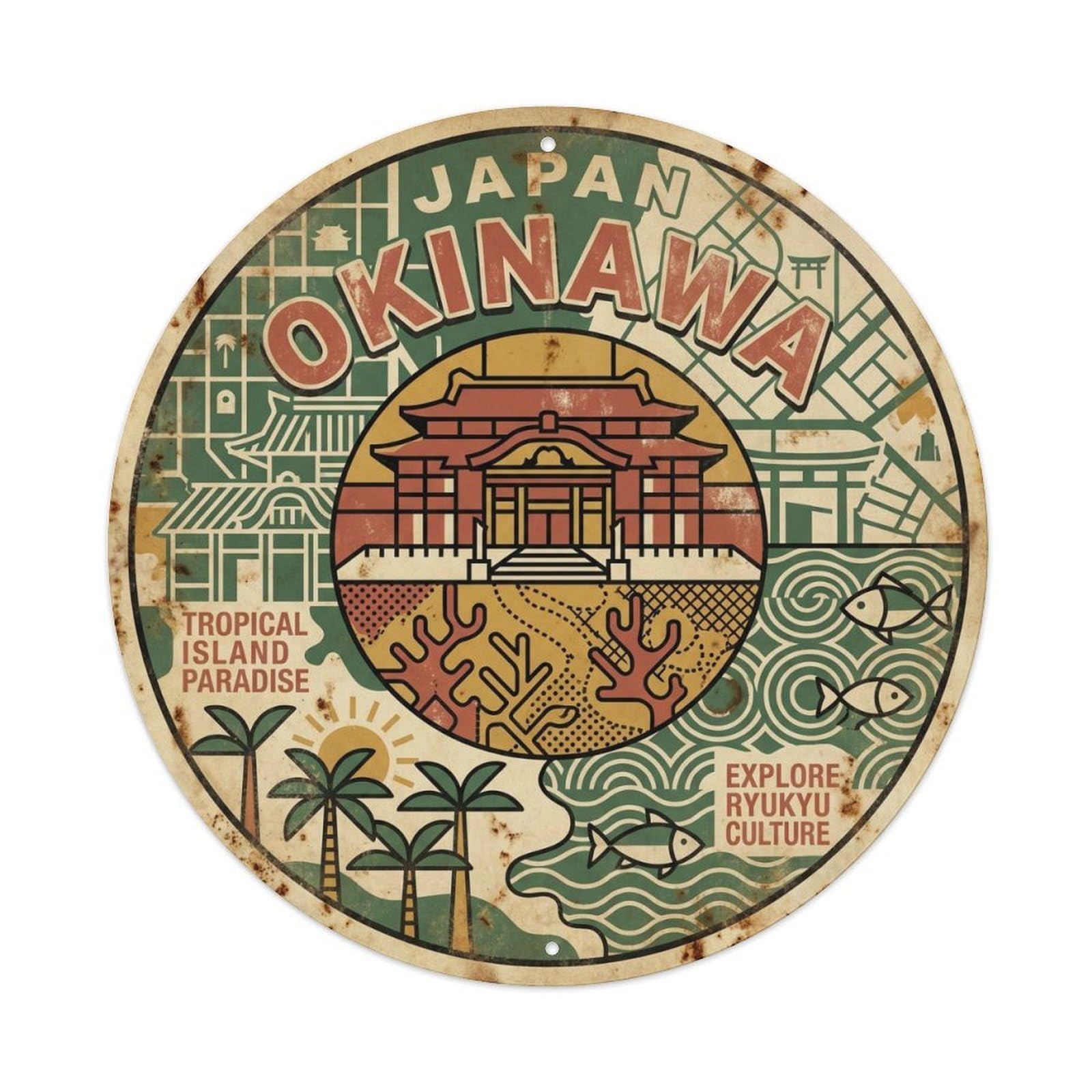 Okinawa Japan East Asia Coast Retro Travel Metal Tin Sign