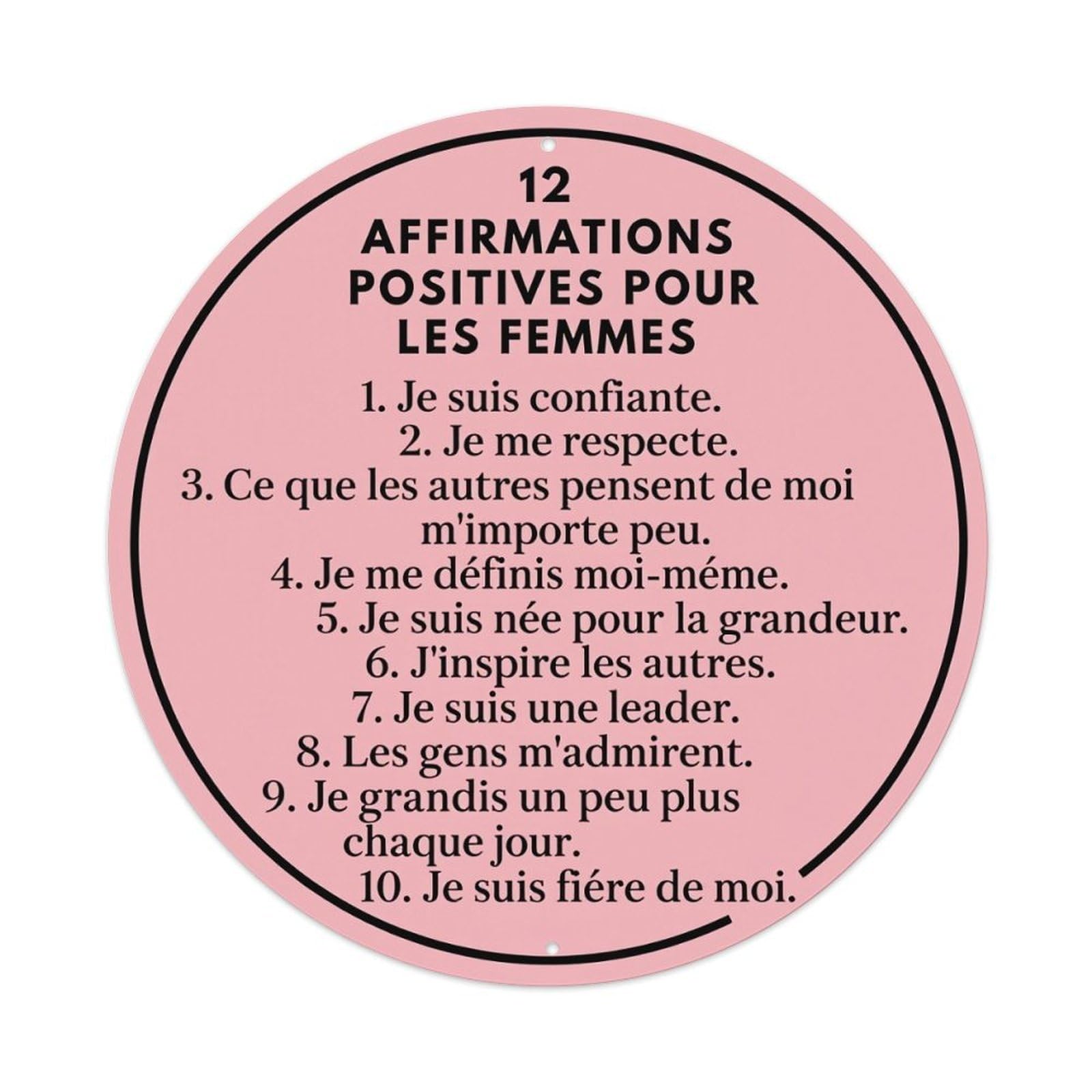 Pink Background Circle Text Affirmations Round Tin Sign Vintage Style Metal Sign Home Bar Garden Wall Plaque Decor Metal Poster 8x8 Inch
