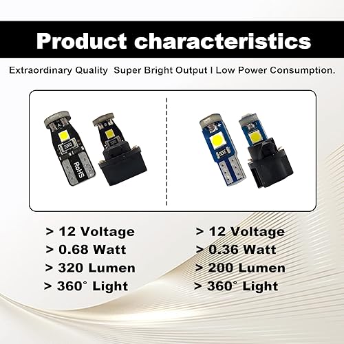 Miniatura 3 de Bombilla LED de repuesto blanca de 12 V T5 37 74 73 2723 2721 T10 158 168 194 2825 con panel de control de panel de zócalo lámpara indicadora PC74