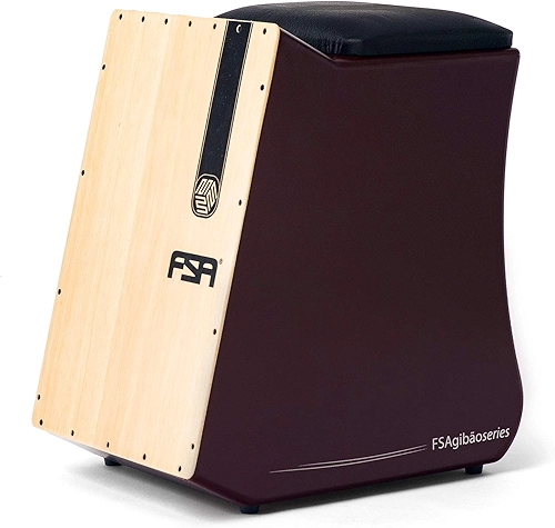 Cajon FSA Instrumento de Percussão Profissional Feito à Mão - Graves Profundos, Som de Caixa Nítido, Madeira Brasileira, Design Ergonômico de Inclinação FGB6502 VINHO