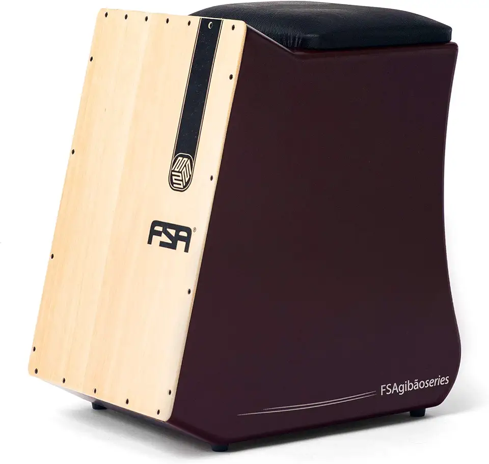 Cajon FSA Instrumento de Percussão Profissional Feito à Mão - Graves Profundos, Som de Caixa Nítido, Madeira Brasileira, Design Ergonômico de Inclinação FGB6502 VINHO