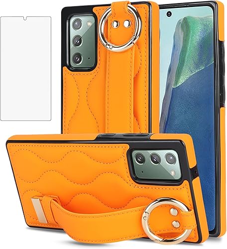Miniatura 10 de Asuwish Funda de teléfono para Samsung Galaxy Note 20 5G con protector de pantalla y correa para la muñeca, soporte de pulsera, anillo de goma de