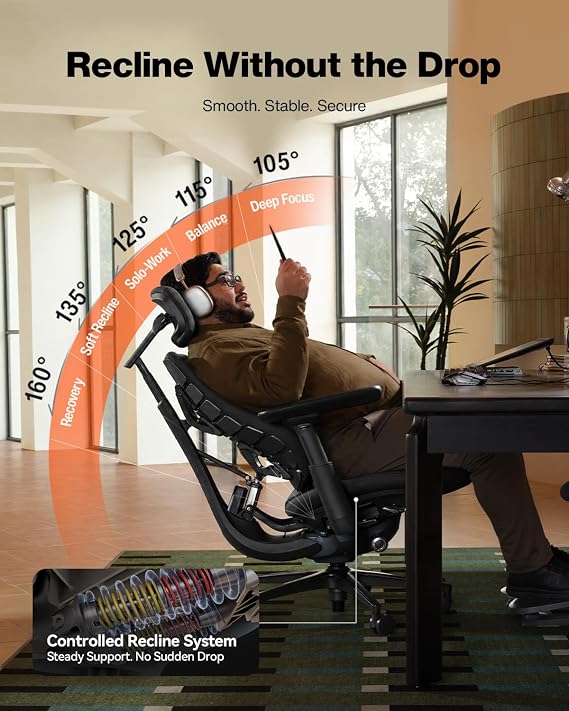 LiberNovo Maxis Manual Big and Tall Ergonomic Office Chairr, Graphite 52cm