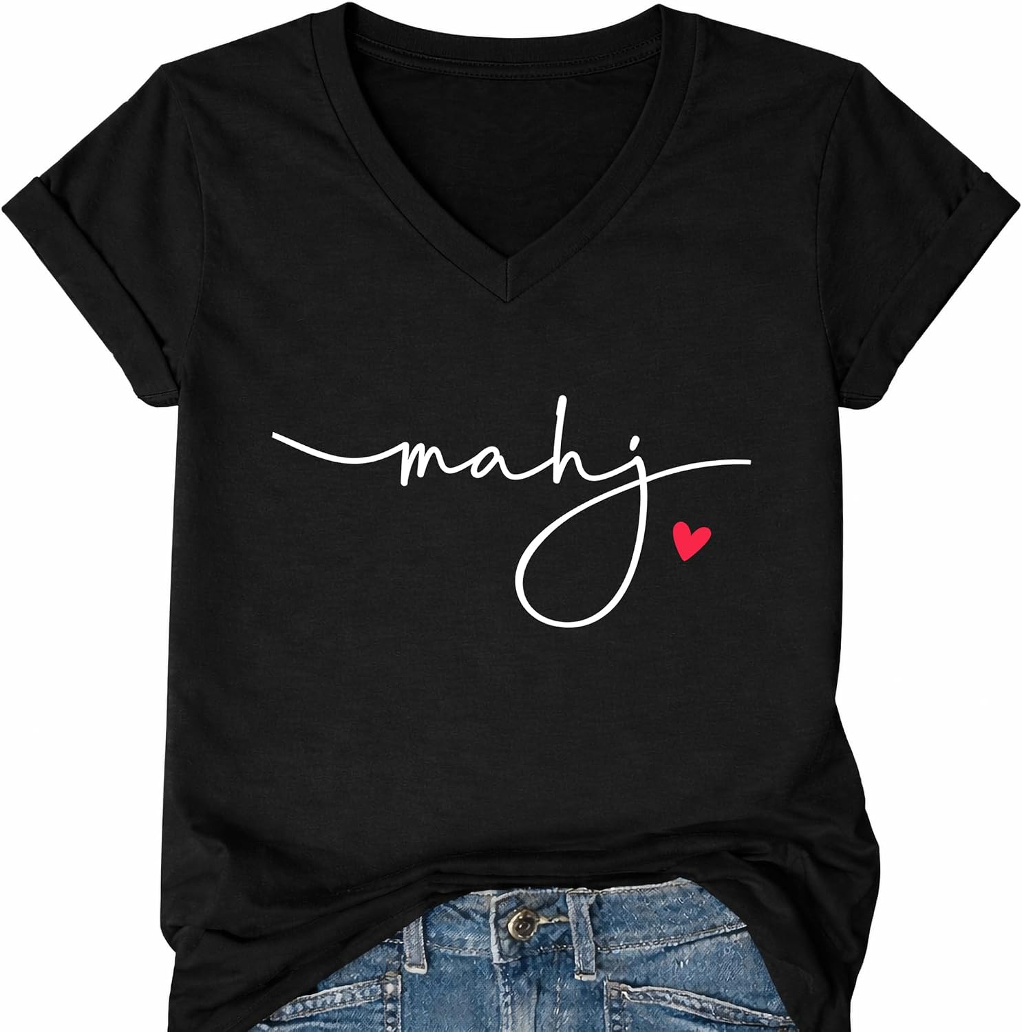 Mahjong Shirt Mahjong Gifts for Women Mah Jongg Heart T-Shirt Funny Mah Jongg Game Night Graphic Tees