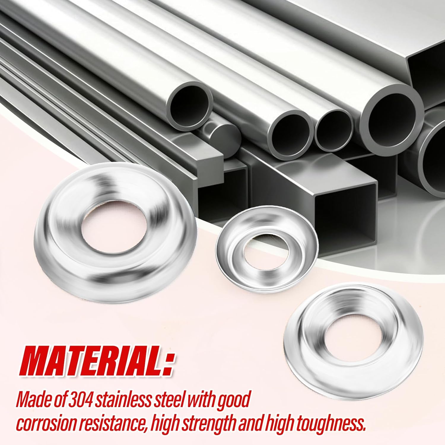 350Pcs Stainless Steel Finish Washers Assortment Kit, Finish Countersunk Washer #4#6#8#10#12#14#16