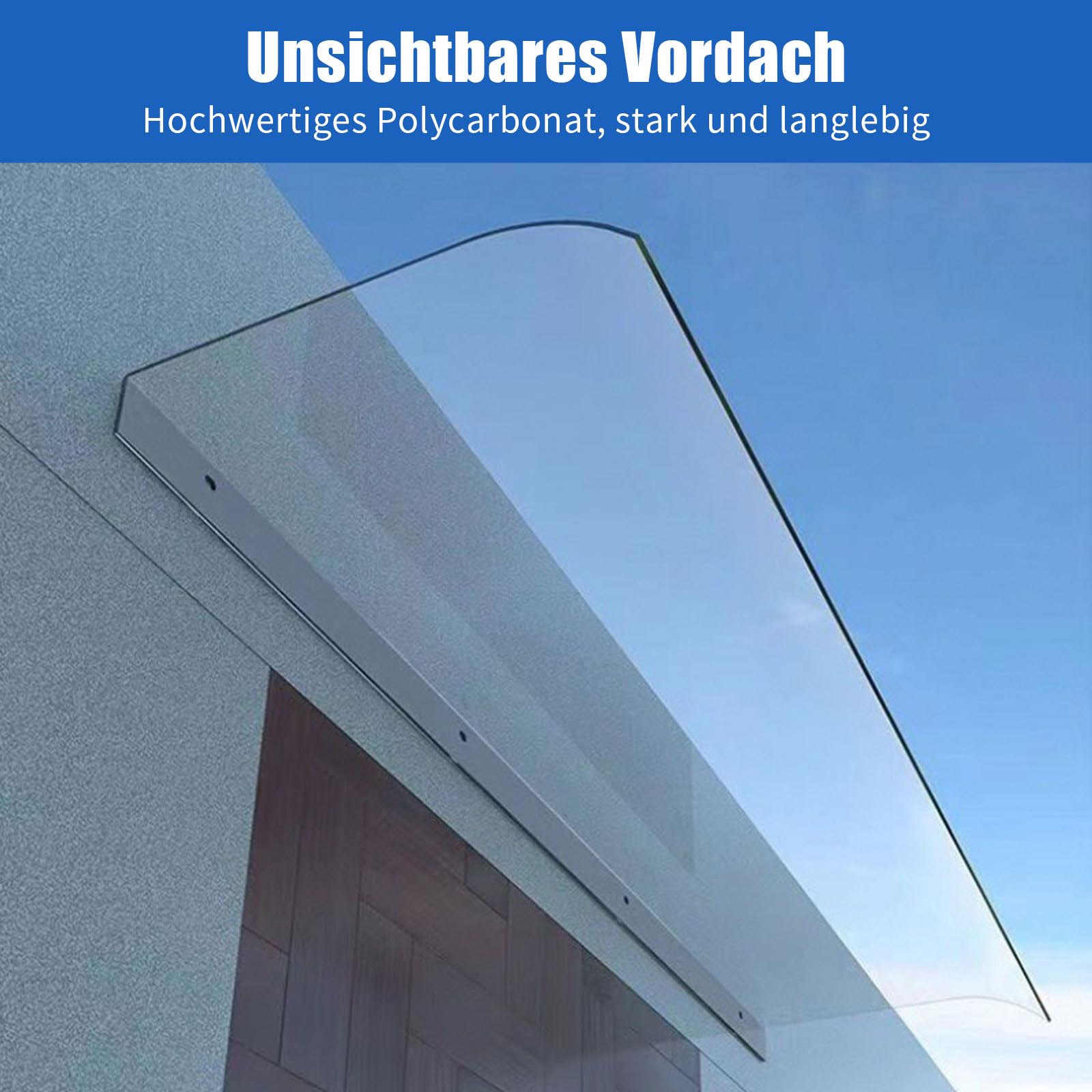 Marquesina para puerta de casa, toldo de policarbonato, protección solar y protección contra la lluvia, techo de puerta con transparente, toldo para puerta de casa o terraza (plano, 400 x 400)