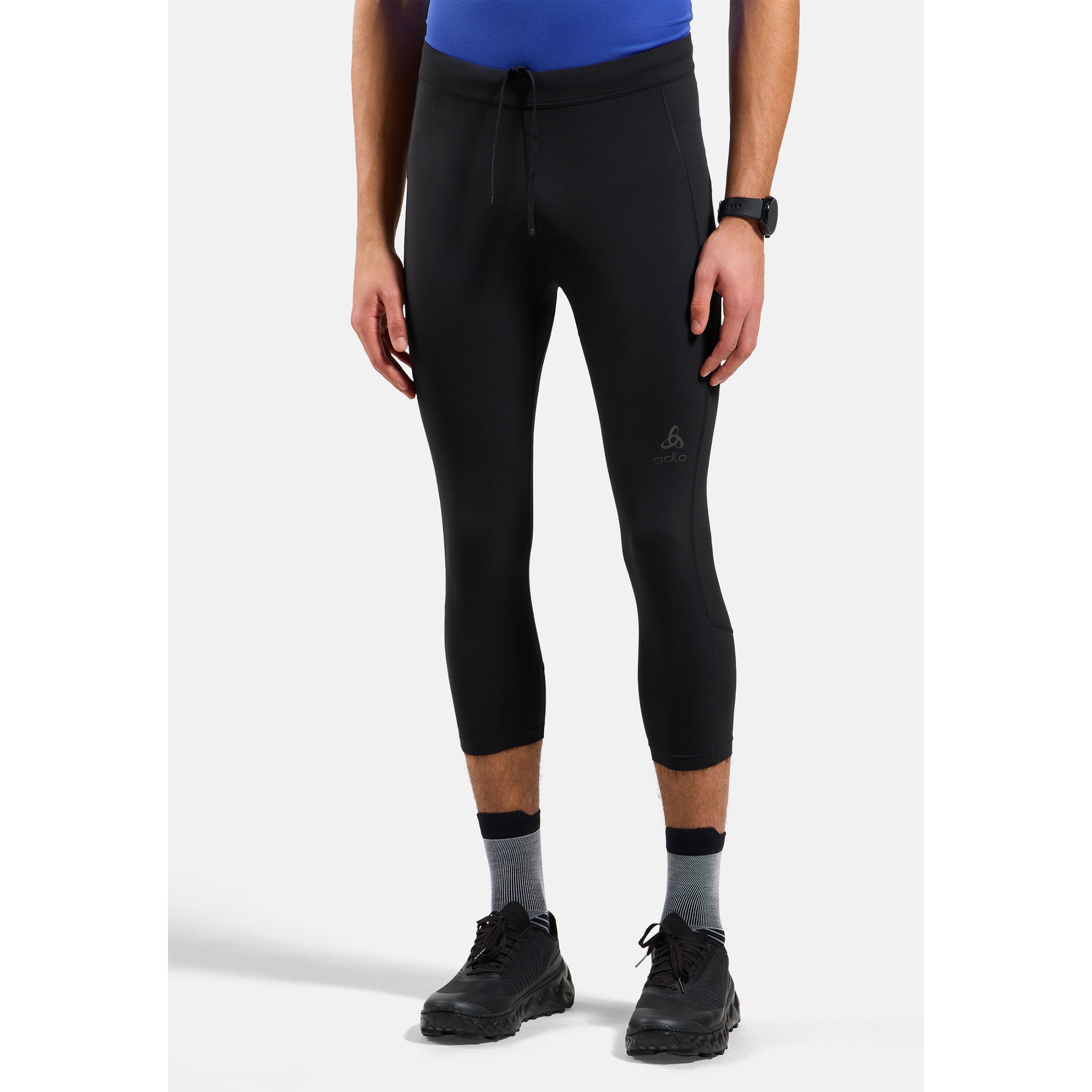 Odlo Essential Tights 3/4 Herren Laufhose | Fitnessshort |Stützende Tights | Verbesserter Passform | Hoher Komfort | Herren