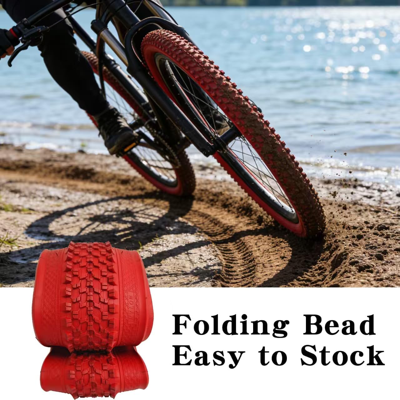 Color Tires 24"x1.95" 26"x1.95" 2 Pack 24/26 Bike Tires and Tubes Blue or Red with AV 32mm Valves Bicycle Tires MBT Bike Tires for Mountain Bicycles Bikes Rural City Urban Roads