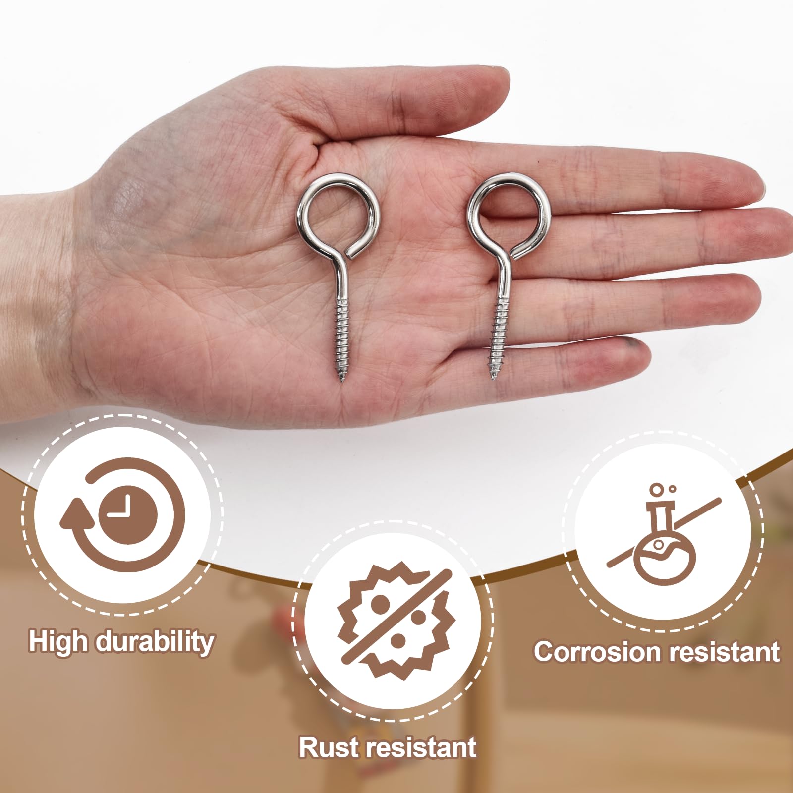 Stainless Steel Screw Eyes - 10 Pack, Heavy Duty -5