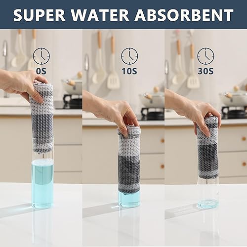 Miniatura 4 de SALAS Toallas de cocina, paños de cocina para secar platos de cocina, 100% algodón, toallas de mano de gofre, altamente absorbentes, con lazo para