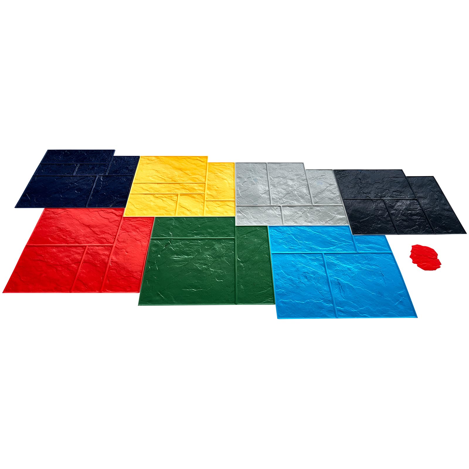 VEVOR Alfombrilla para Sellos de Hormigón 7 Piezas 618x618 mm Textura de Poliuretano para Revestimiento de Hormigón para Impresión de Suelo de Pizarra Moldes de Hormigón para Decoración de Exteriores