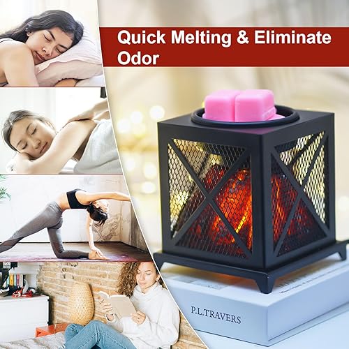 Miniatura 5 de Calentador de cera para chimenea, calentador de cera derretida con temporizador para derretir cera perfumada de metal, quemador de cera 3 en 1,