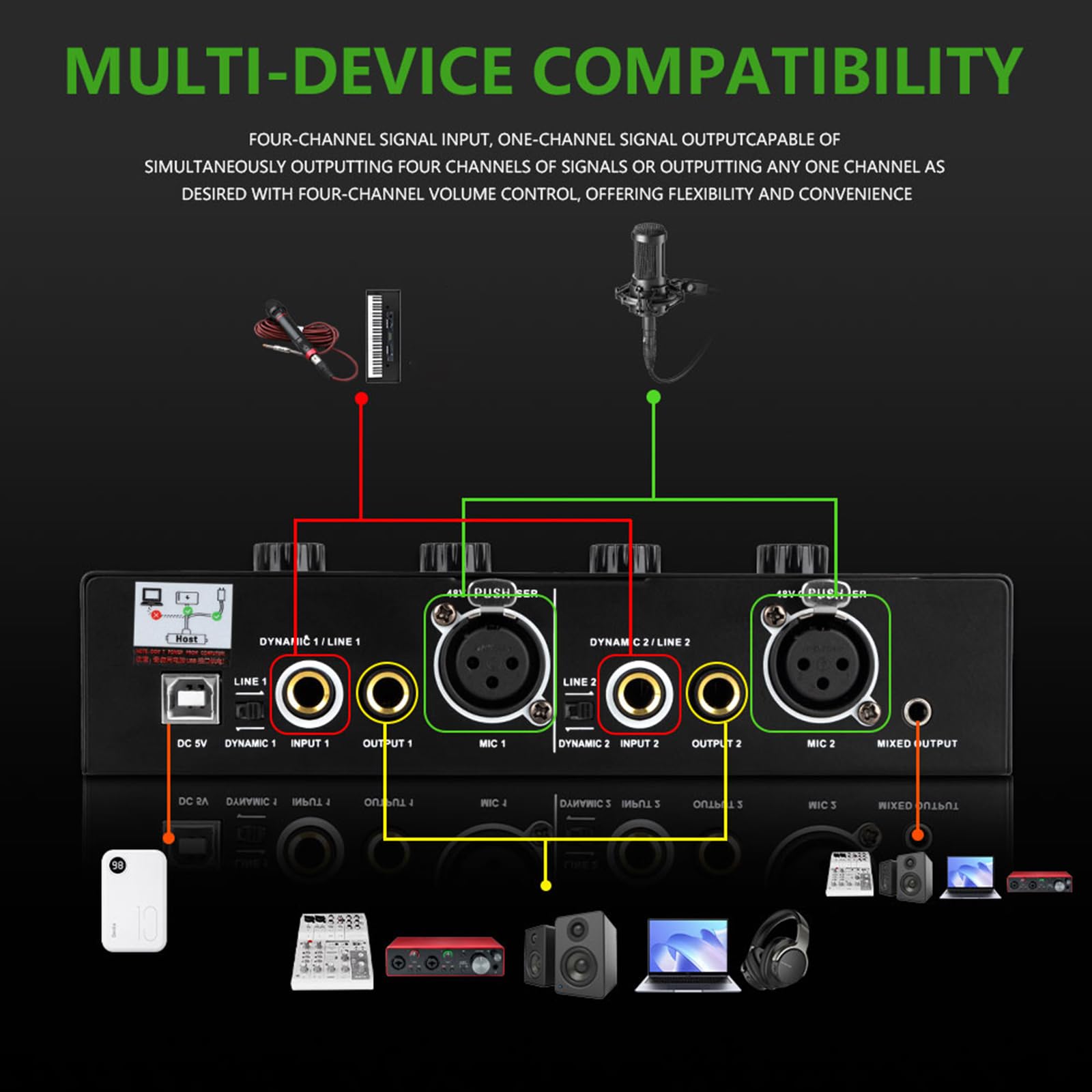 Mixer per Microfono a Doppio Canale Amplificatore Riverberato Custodia in Metallo Portatile per Amplificatore per Karaoke per Eventi All'aperto KTV Domestici