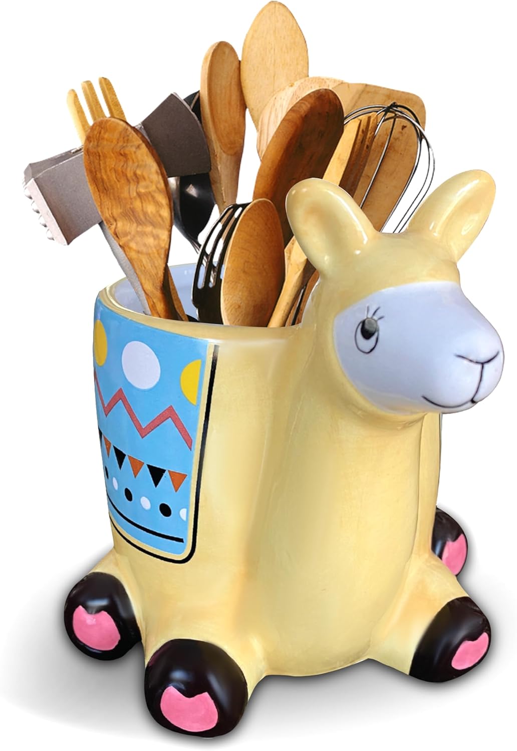 Alpaca Utensil Holder, Kitchen Storage Crock, Alpaca Llama Party Accessory Gift Idea, Farm House Bathroom Office Holder Decor