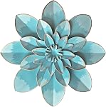 Golden Décor de mur d'art de fleur de métal, 9.5“ Rustique Moderne Floral Sculpture, Mur en Fer Détresse Suspension Maison Décoration Oeuvres Accent pour Cuisine Intérieure Chambre Salon Bureau Jardin Extérieur Patio