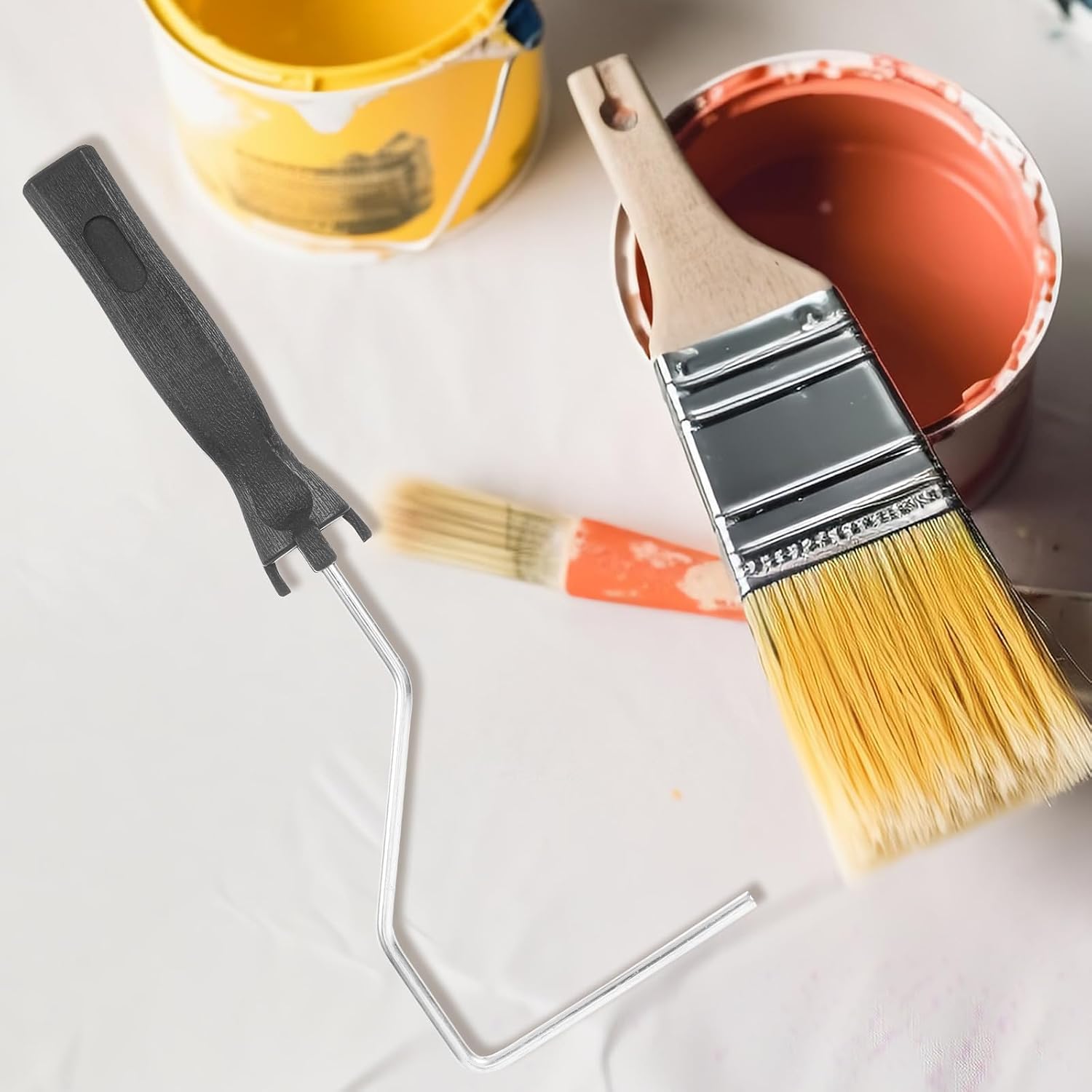 4 Inch Paint Roller Frame and Home Decoration, Compatible with Standard Rollers Steel Handle with Strong Connection and Sturdy Design for Building Construction