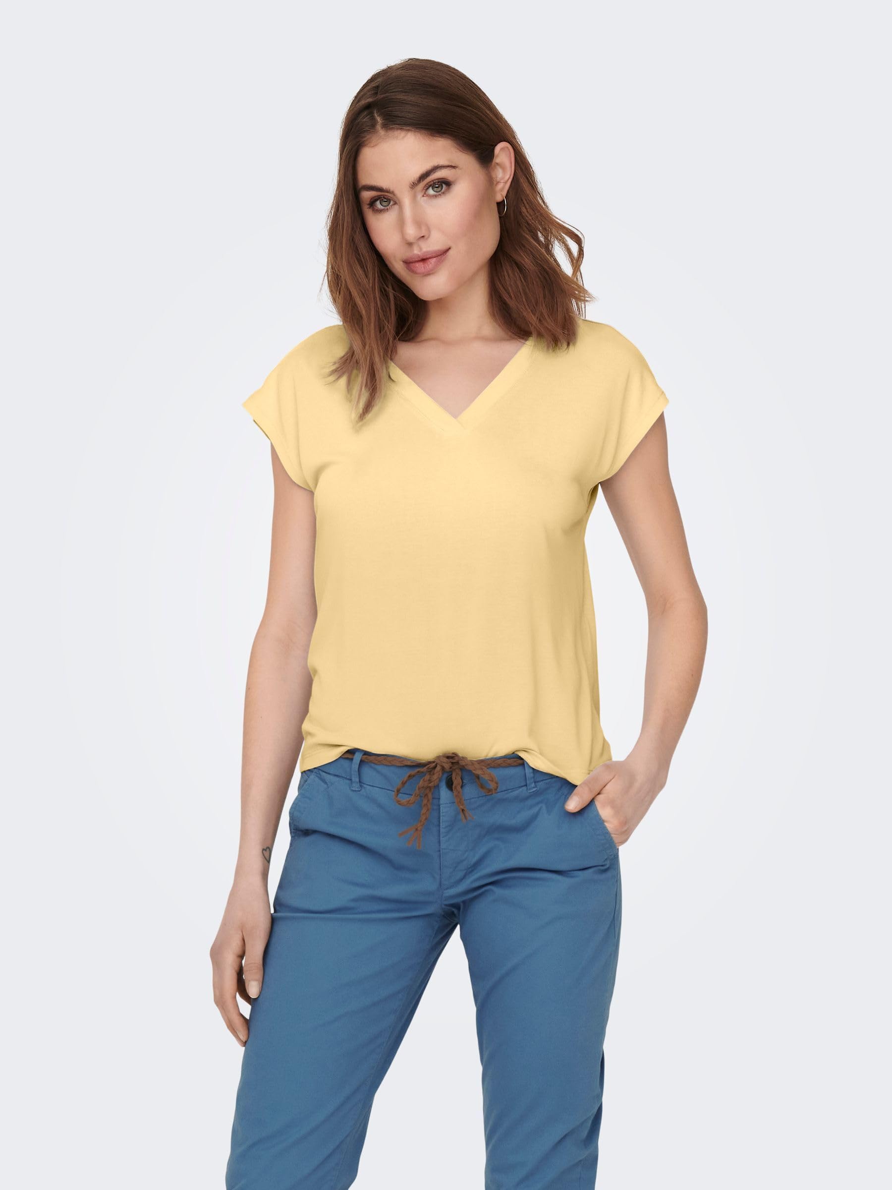 ONLY Onlfree Life S/S Mod.V-Neck Top JRS Noos