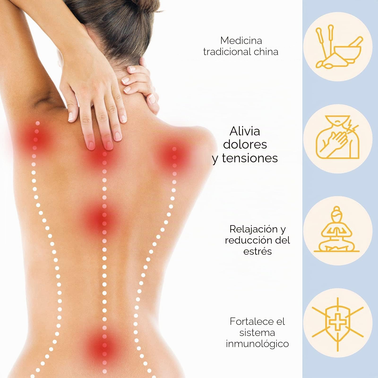 Juego de acupresión con cojín para una relajación y masaje, para aliviar el dolor de espalda, dolores de cabeza y cuello, estimula los puntos de energía en el cuerpo y estimula los puntos de energía