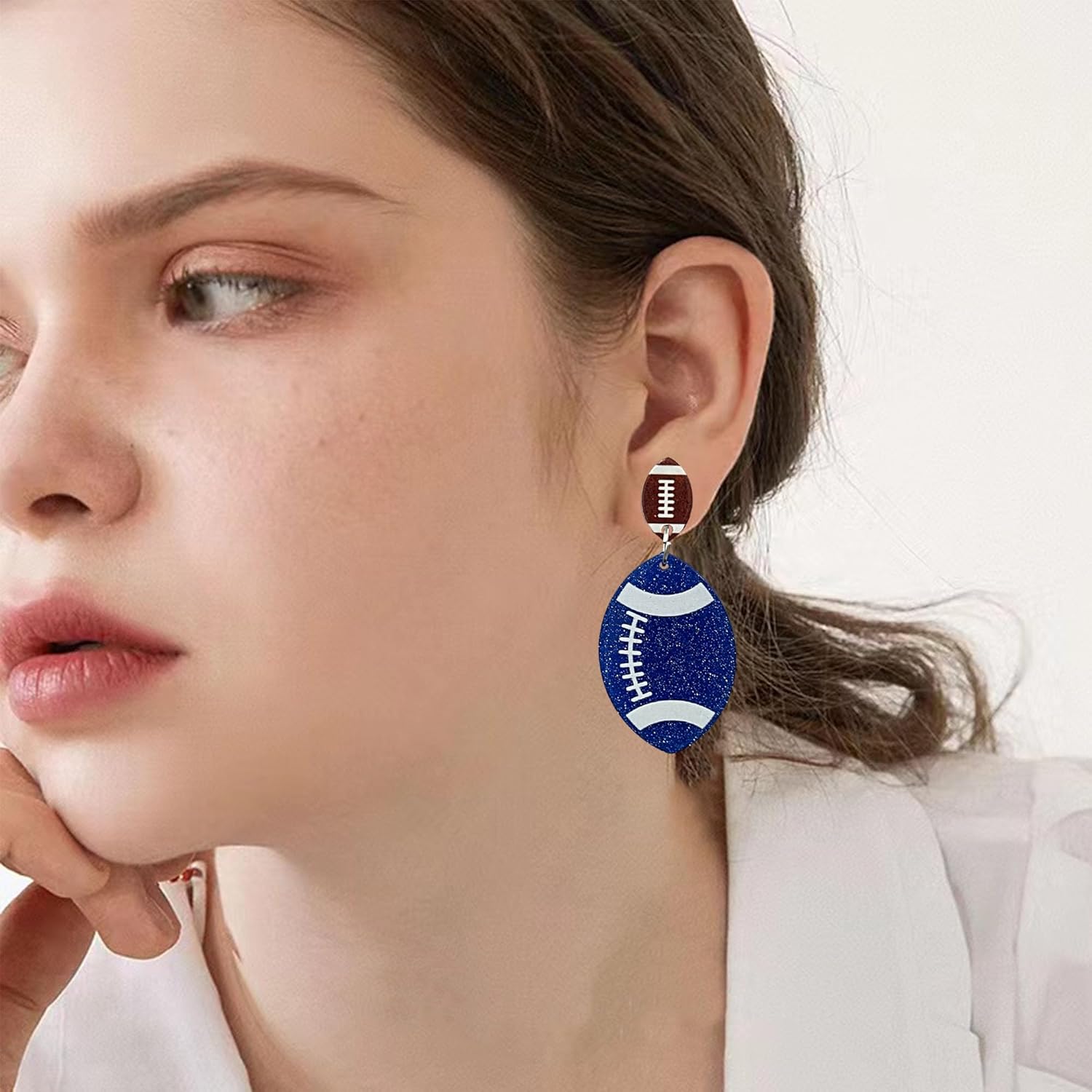 Game Day Earring Acrylic Rugby Stud Earrings for Women Lightweight Sport Lover Jewelry - Image 2