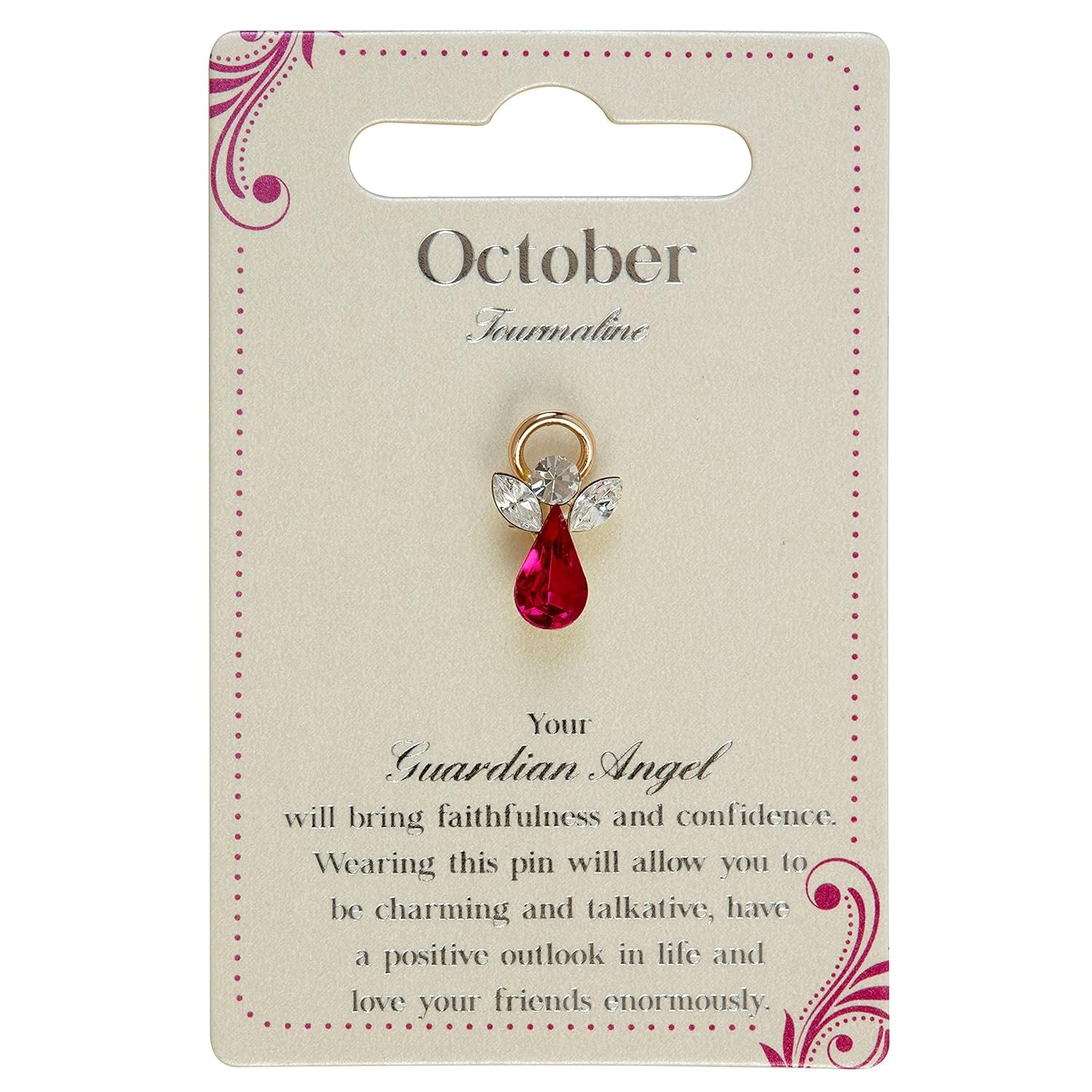 Guardian Angel October Birthstone Angel Pin With Gem Stone Sentimental Gift Idea