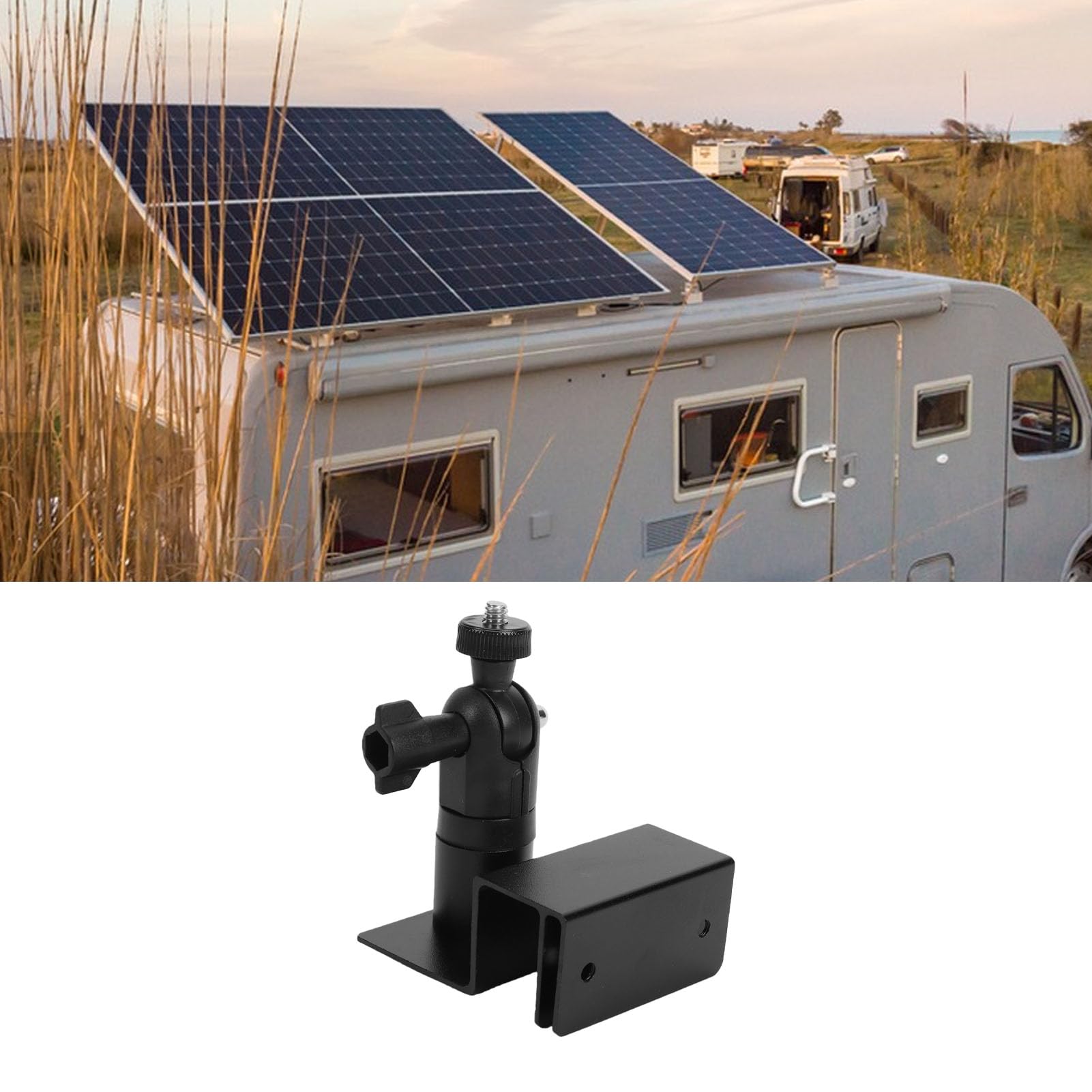 Staffa per Montaggio su Grondaia per Pannello Solare, Rotazione a 360° e Inclinazione di 180° per Anello, Staffa per Pannello Solare con Struttura in Acciaio per , Rimorchi da