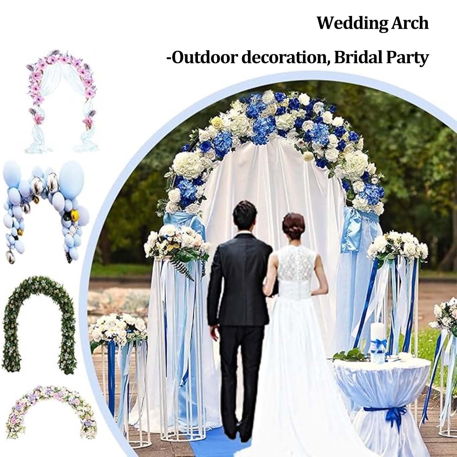 Forte arco da giardino in acciaio per piante rampicanti, ampio traliccio da esterno con larghezza regolabile 80-350 cm, pergola nuziale, pergolato rotondo per viti