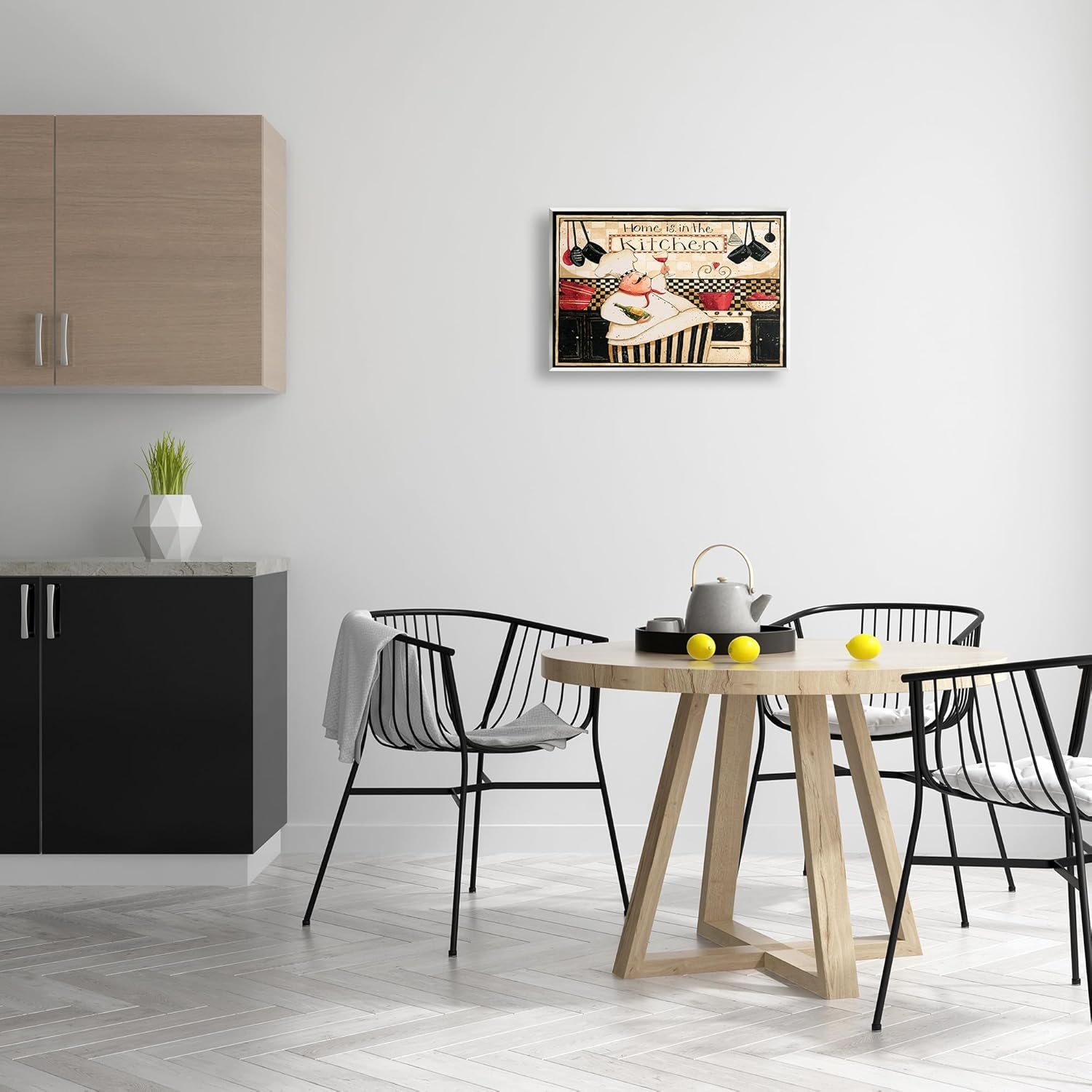 Stupell Industries Home is in The Kitchen with Happy Chef Illustration Wall Art, 13x19, Beige