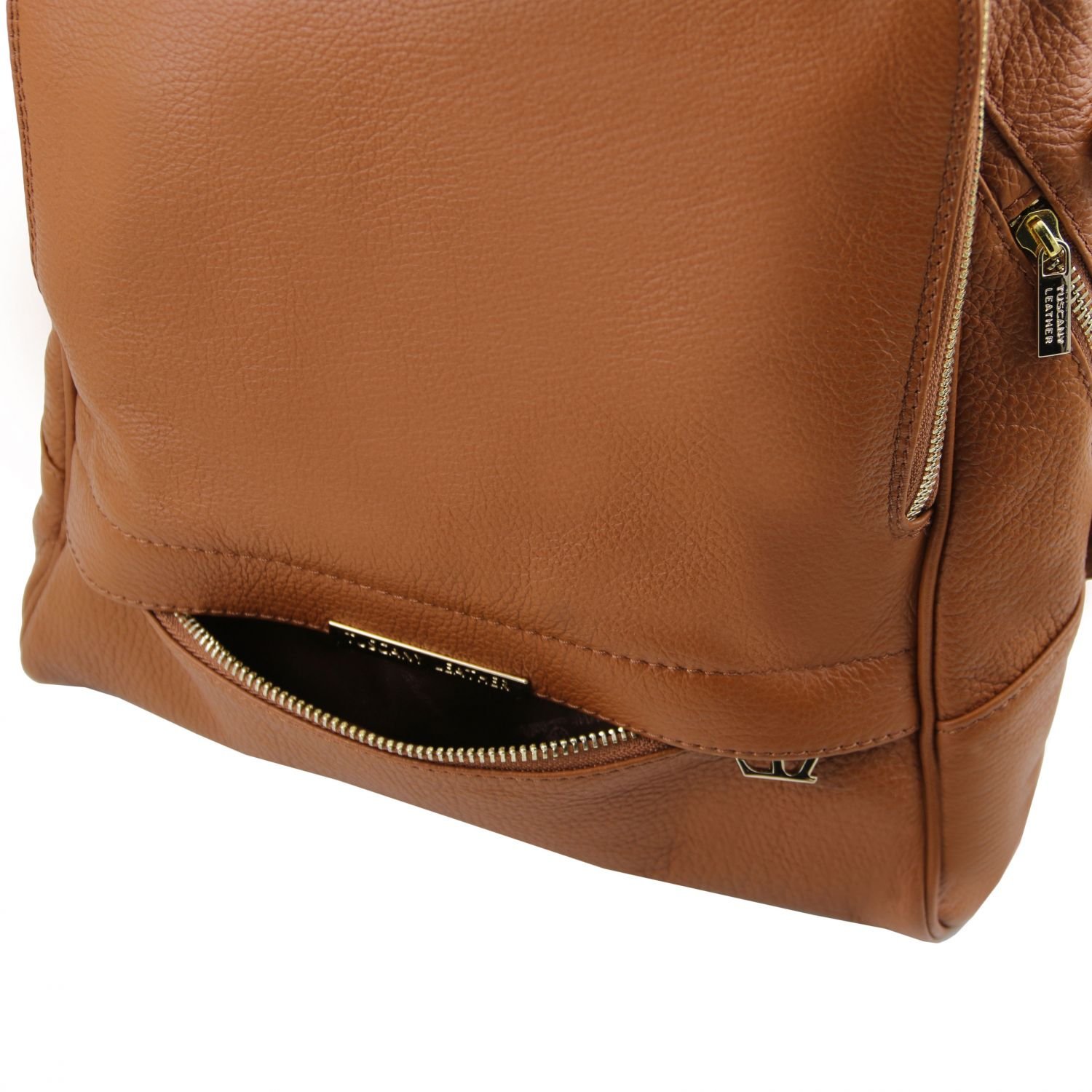 Tuscany Leather TLBag miękki skórzany plecak dla kobiet, Koniak, Rozmiar Uniwersalny