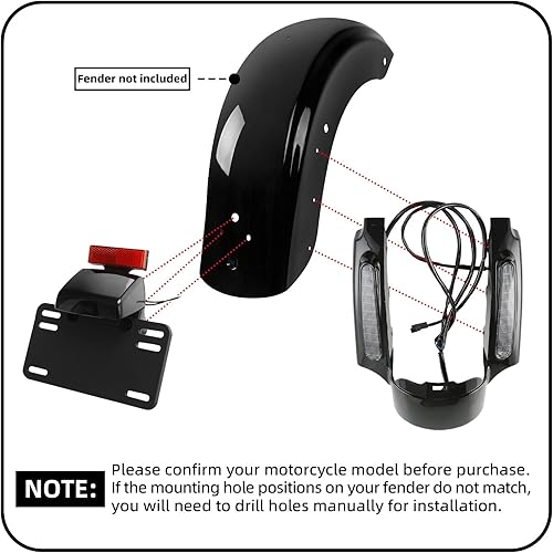 Miniatura 2 de TCMT Juego de fascia de guardabarros trasero compatible con Harley Touring Road King CVO Road Glide Ultra Classic Electra Glide Street Glide