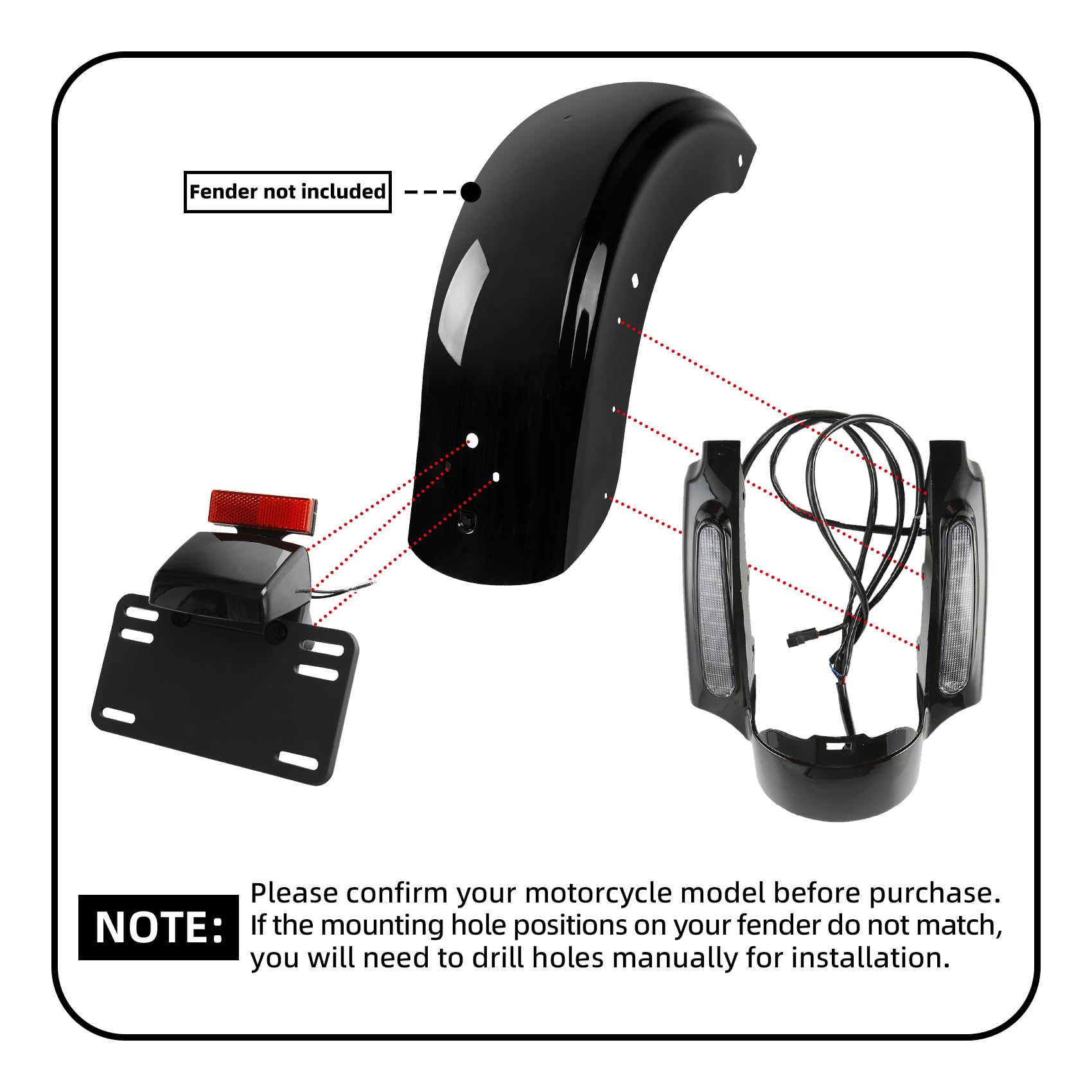 Amazon | XMT-Moto リアフェンダー 筋膜セット LEDストップ/テール 