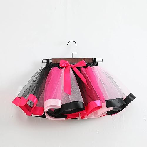 Miniatura 5 de Yooshoverk Faldas niñas pequeñas vestido linda princesa rojo estrellas falda multicolor faldas arco iris fiesta fluidas, Pl5-negro